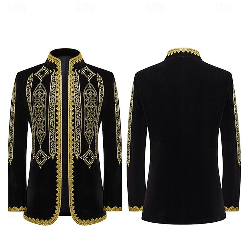 Elegant Vintage Victorian Coat Masquerade Outerwear Prince Corrina victorian Embroidered Embroidery Vintage Fancy Dress Men's Royal Steampunk New Year Masquerade Party Carnival of Venice Adults' Coat