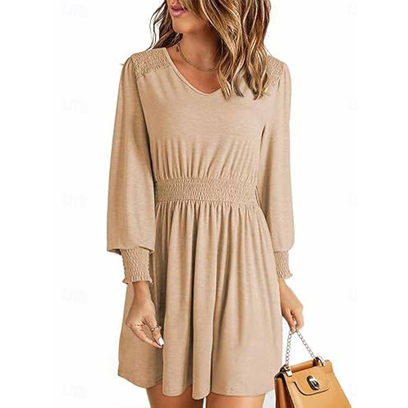 Women's Mini Dress Casual Dress A Line Dress Stylish Basic Casual Vacation Daily Regular Fit Plain Sleeveless V Neck Black Green Khaki Summer Spring