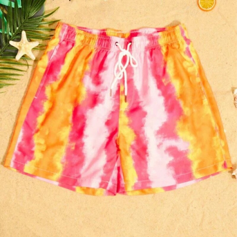 Men's Swim Trunks Swim Shorts Board Shorts Bathing Suit Drawstring with Pockets Swimming Surfing Beach Water Sports Tie Dye Tropical Summer Spring4