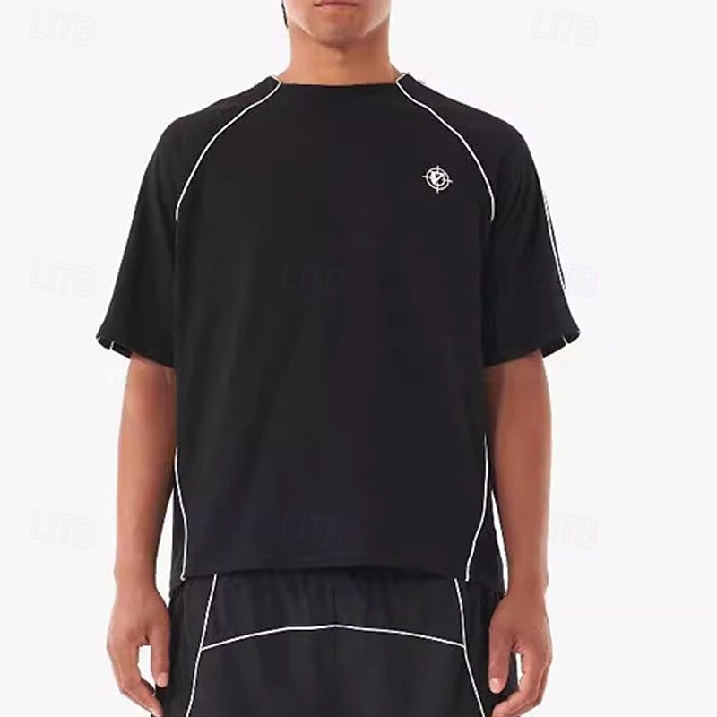 Men's T Shirt Tee Short Sleeve Shirt Tee Top Short Sleeve Crew Neck Spring & Summer Plain Fashion Designer Basic Patchwork Vacation Street Going out Black White Pink Top Tee for Men