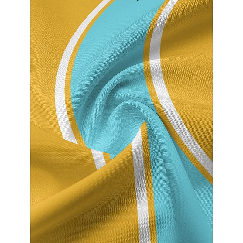 Men's Color Block Ethnic Bowling Shirt Button Up Shirt Short Sleeves Artistic Casual Comfortable Outdoor Vacation Street Spring & Summer Shirt Collar Printing Yellow2