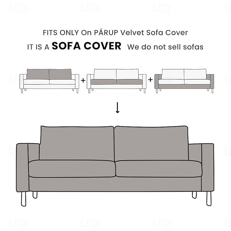 Velvet Sofa Cover 2-Seat 3-Seat Solid Color Quilted Velvet Slipcovers  PARcover LITB PRIME cover2
