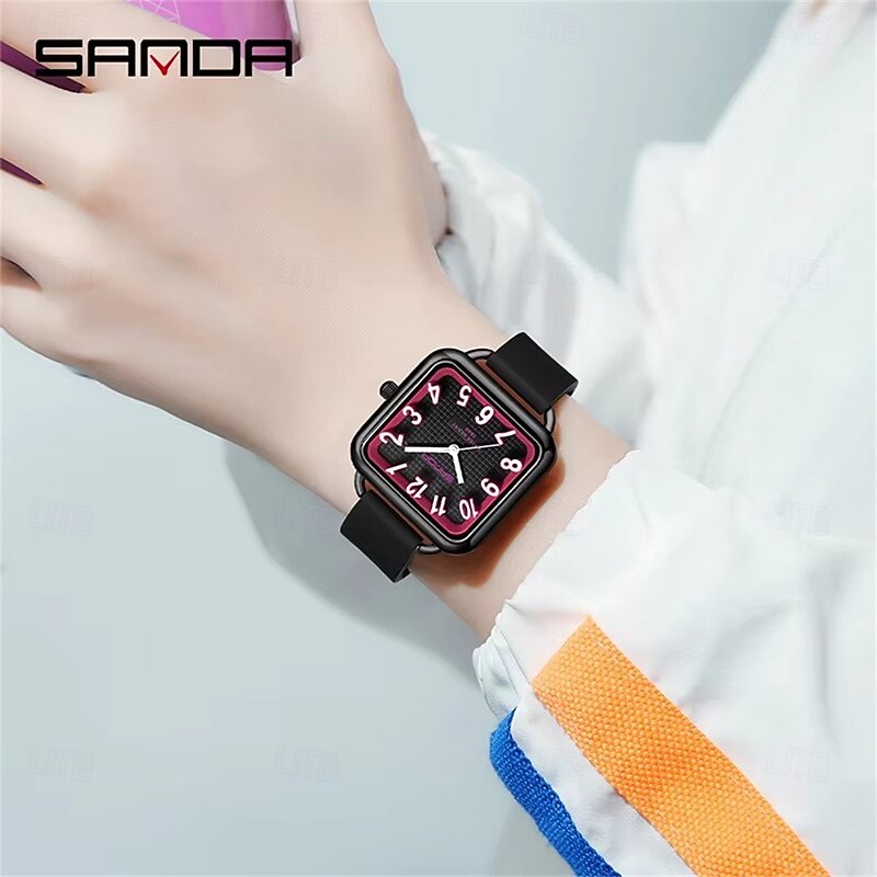 SANDA Women Men Quartz Watch Creative Minimalist Fashion Business Waterproof Decoration Silicone Watch4