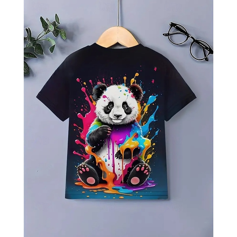 Boys 3D Graphic Panda T shirt Tee Short Sleeve Summer Spring Fashion Basic Kids 4-12 Years Crew Neck Outdoor Casual Daily Regular Fit2