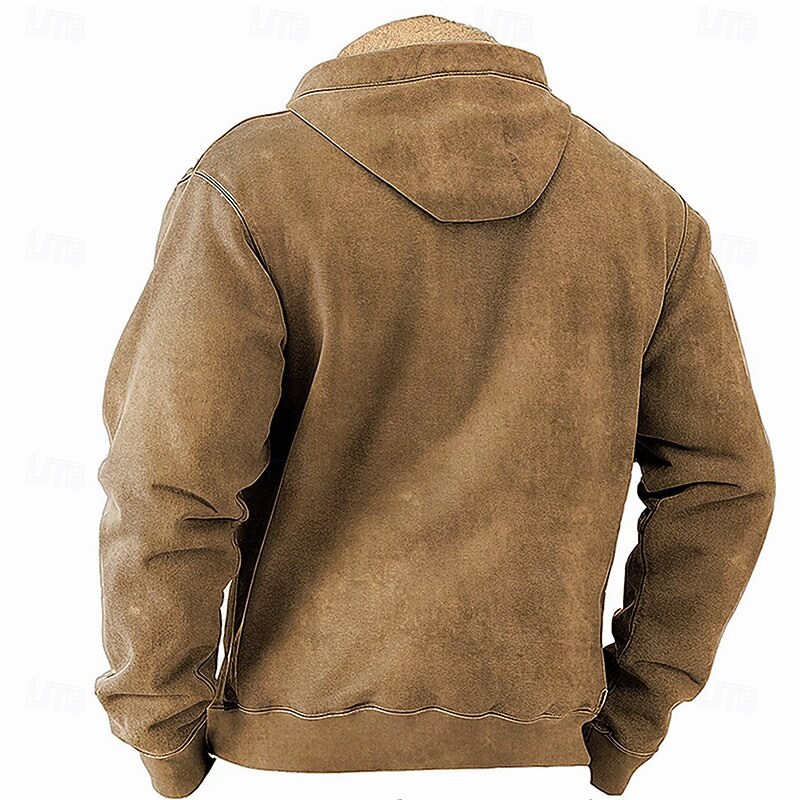 Men's Deer Hoodie Sweatshirt Fashion Western Cowboy Long Sleeve Crew Neck Vacation Streetwear Blue Brown Zip Up Fall Winter Designer2