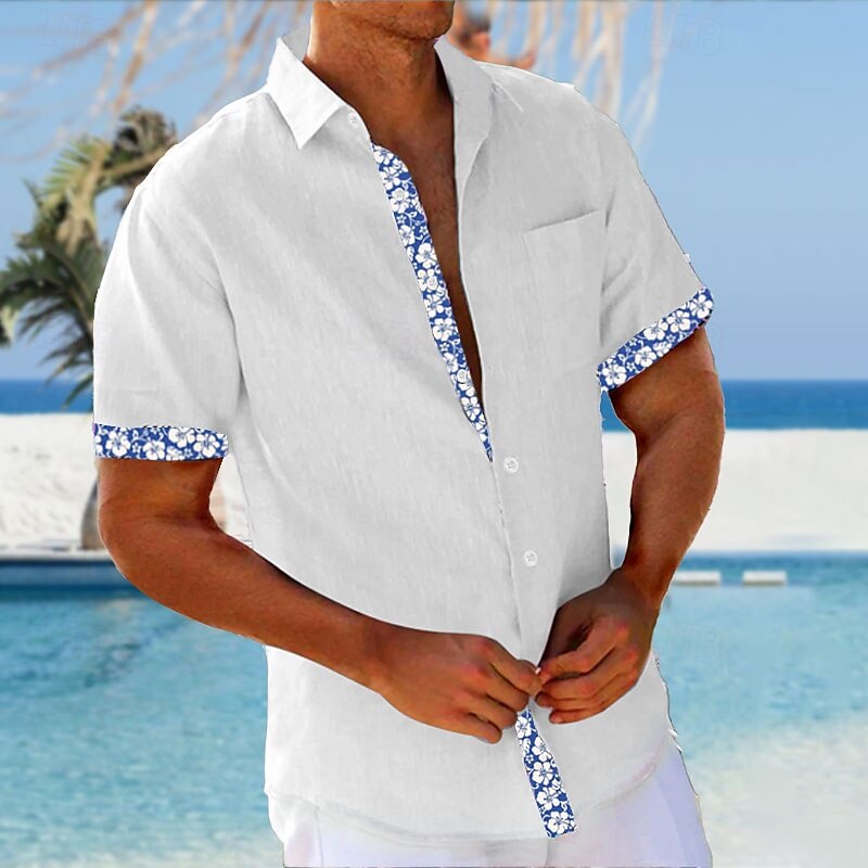 Men's Floral Summer Hawaiian Shirt Aloha Shirt Short Sleeve Hawaiian Resort Vacation Casual Summer Spring Turndown Button Up White Yellow Pink Blue4