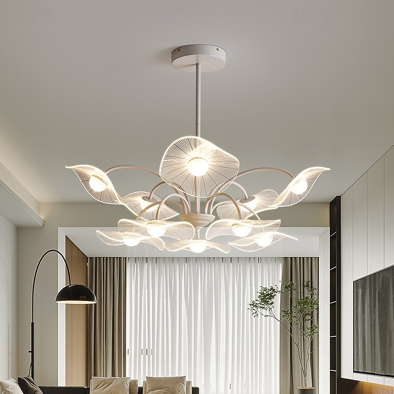 Lotus Leaf Design Acrylic Chandelier Modern Branch Chandelier Flower Pendant Lights Restaurant Hotel Lobby Villa Designer Lamps 220-240V4