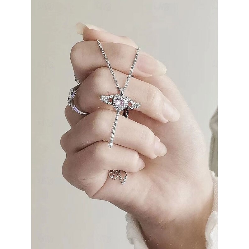 Necklace Copper Women's Fashion Cute Classic Angel Lovely Heart Shape Necklace For Party Daily Valentine's Day3