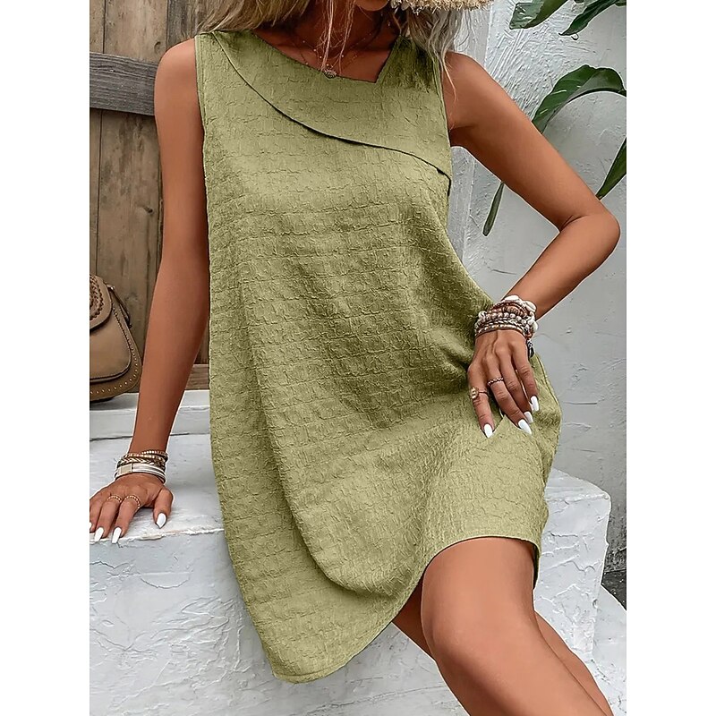 Women's Midi Dress Casual Dress A Line Dress Stylish Casual Vacation Daily Regular Fit Plain Sleeveless Asymmetrical Black Pink Green Summer3