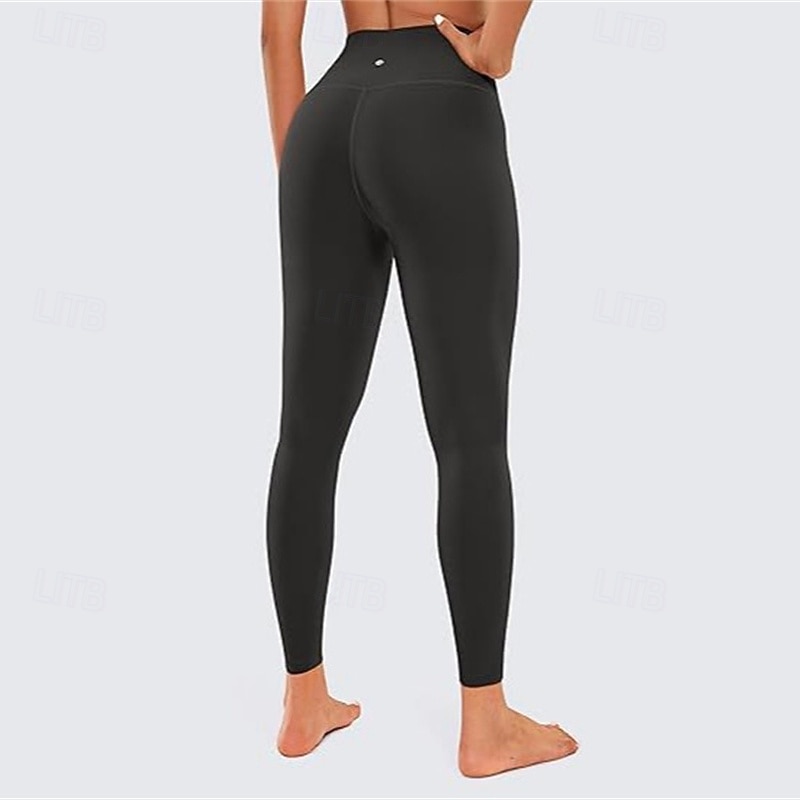 Women's Yoga Pants Yoga Leggings Elastic Waistband High Waist Pilates Gym Workout Workout Tights Solid Color Black Burgundy Coffee Fall Sports Activewear Stretchy Slim2