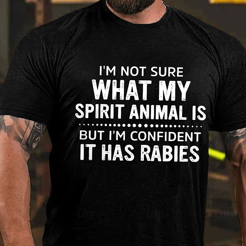 Men's Letter Printed Funny T Shirt Tee Top 100% Cotton Short Sleeve Graphic Shirt Heather Gray Black White Comfortable Tee Vacation Street Fashion Designer Clothing3