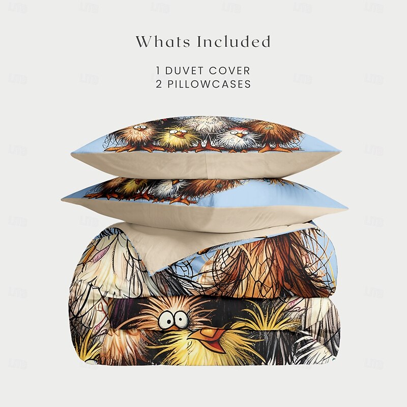Rooster Funny Duvet Cover Set 100% Cotton Soft and Comfortable Bedding Set with Fun Rooster Print Cozy and Stylish Perfect for Bedroom Decor Easy Care and Machine Washable4