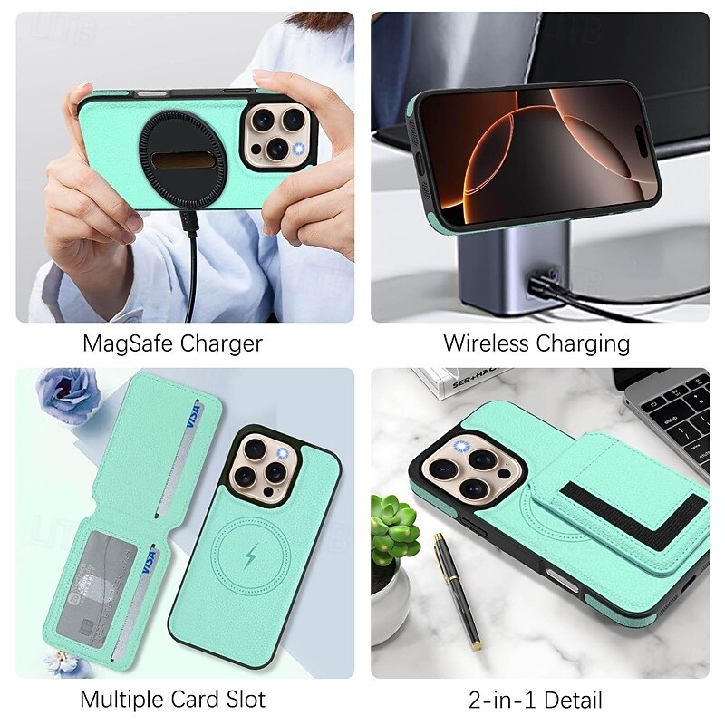 Phone Case For iPhone 17 Pro Max 17 Air 16 15 14 Pro Max Plus 13 12 11 Pro Max Back Cover with Stand Holder Magnetic Support Wireless Charging Retro TPU PU Leather4