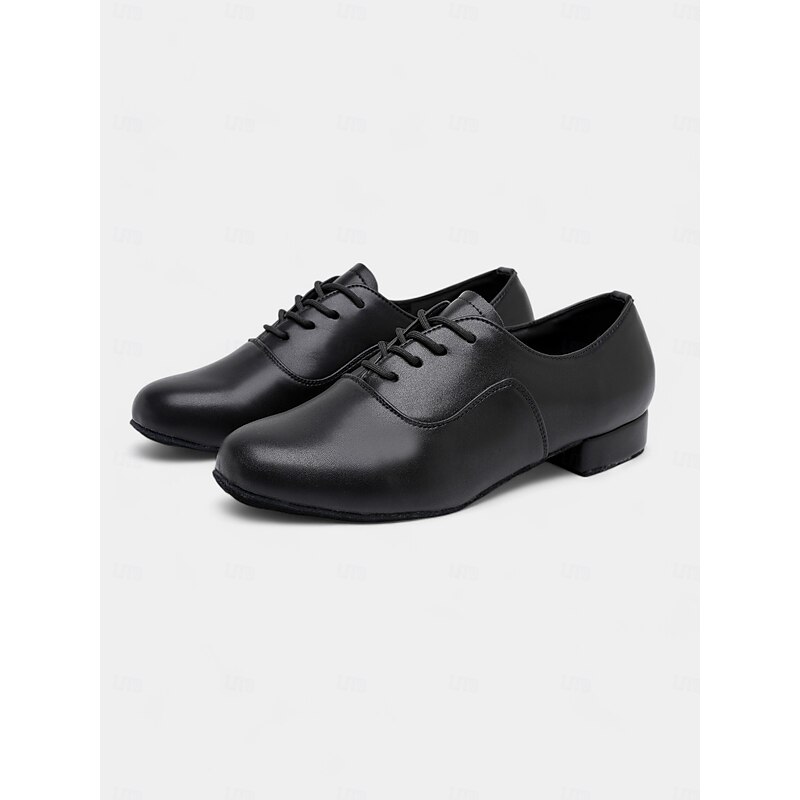 Men's Black Lace-Up Dance Shoes with Soft Suede Sole and Classic Design – Ideal for Ballroom, Latin, and Stage Performances