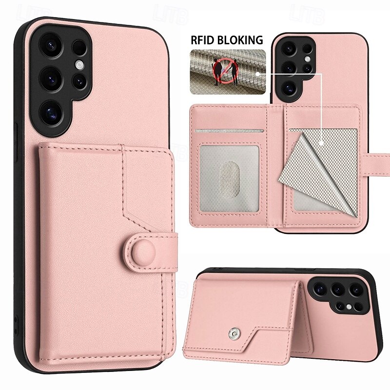 Phone Case For Samsung Galaxy S25 S24 S24 FE S23 Ultra Plus S22 Plus  Ultra A55 5G A35 5G A25 A15 A14 Back Cover with Stand Holder Card Slot Shockproof Retro TPU PU Leather2