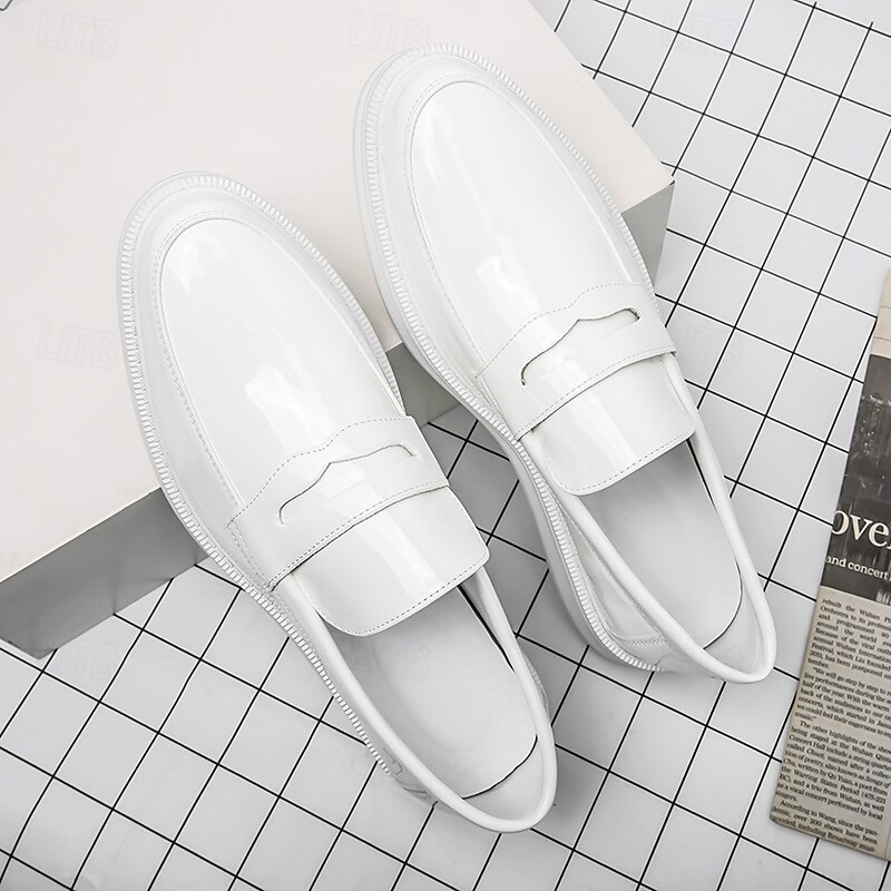 Men's White Faux Leather Penny Loafers – Sleek Casual and Formal Shoes for Business, Parties, and Everyday Wear3
