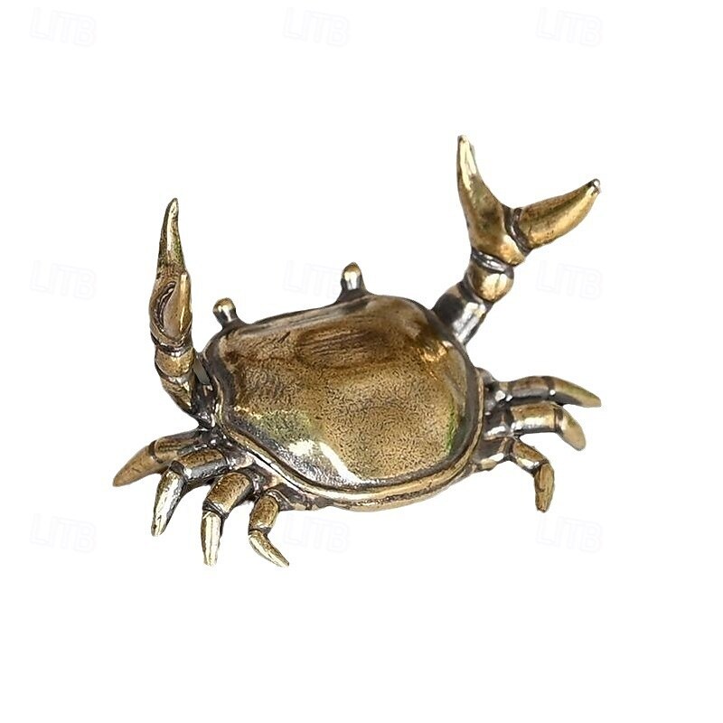 Vintage Copper-Plated Crab Figurine, Weightlifting Crab Desk Decoration, Creative Tea Table Ornament, Pen Holder, and Desktop Craft Decor2