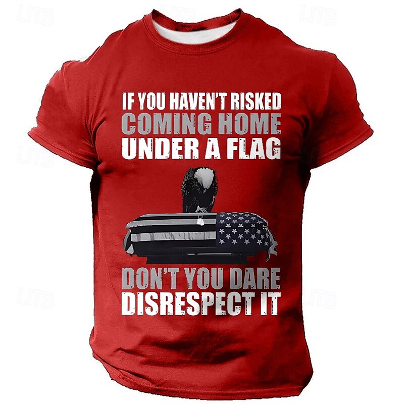 Veterans Day Men's Patriot Patriotic Veteran American US Flag T Shirt Short Sleeve T shirt 3D Print Crew Neck Shirt Daily Military Street Daily Black Red Blue Summer Spring Clothing Apparel S M L XL4