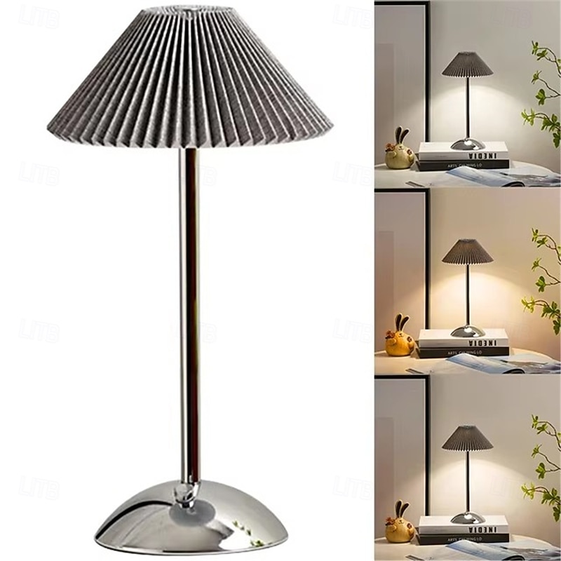 USB Rechargeable Iron Art Minimalist Table Lamp - Touch Control Beside Table Light for Indoor Use 1pc3