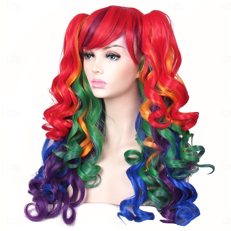 Long Curly Cosplay Wig with 2 Ponytails For Carvinal4