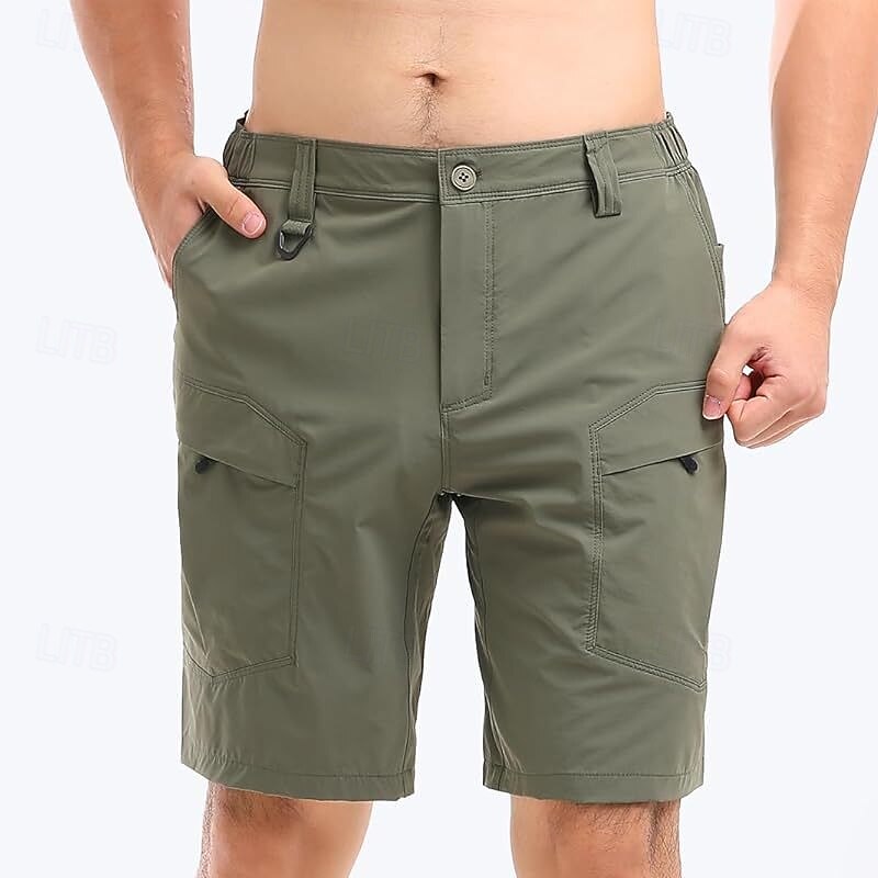 Men's Tactical Shorts Cargo Shorts Shorts Hiking Shorts Elastic Waist Zipper Pocket Multi Pocket Plain Breathable Quick Dry Knee Length Outdoor Casual Daily Sports Athleisure Black Green Micro-elastic4