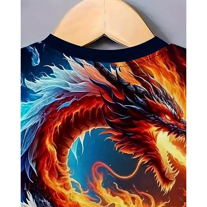 Boys 3D Graphic Dragon T shirt Tee Short Sleeve Summer Spring Fashion Basic Kids 4-12 Years Crew Neck Outdoor Casual Daily Regular Fit4