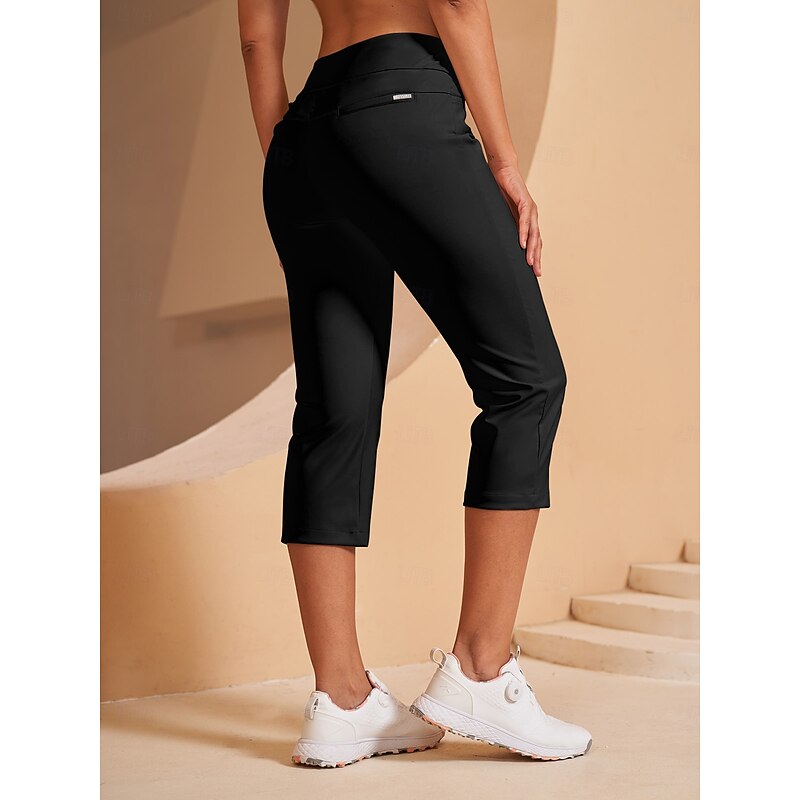 Women's Golf Capri 22Inch Performance Stretch Pants Black Red Dark Navy Pants Trousers Ladies Golf Attire Clothes Outfits Wear Apparel4