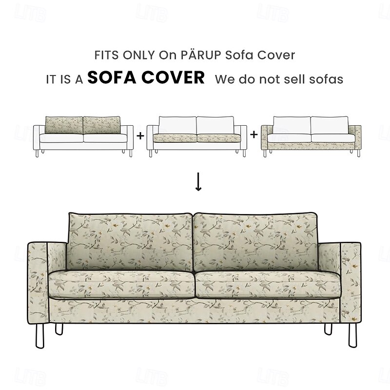 100% Cotton 2-Seat 3-Seat Sofa Cover Floral Quilted Slipcovers  PARcover LITB PRIME cover2