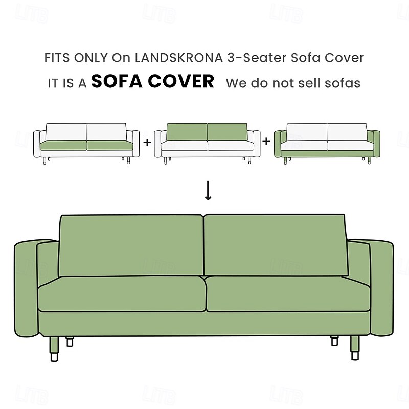 3-Seater Sofa Cover Solid Color Slipcovers  LANDcover LITB PRIME cover2