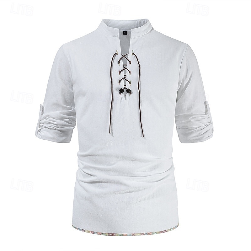 Retro Vintage Medieval Renaissance Shirt Pirate Viking Ranger Fancy Dress Men's Pirate Fantasy Halloween Carnival Mardi Gras Party LARP Adults' Shirt