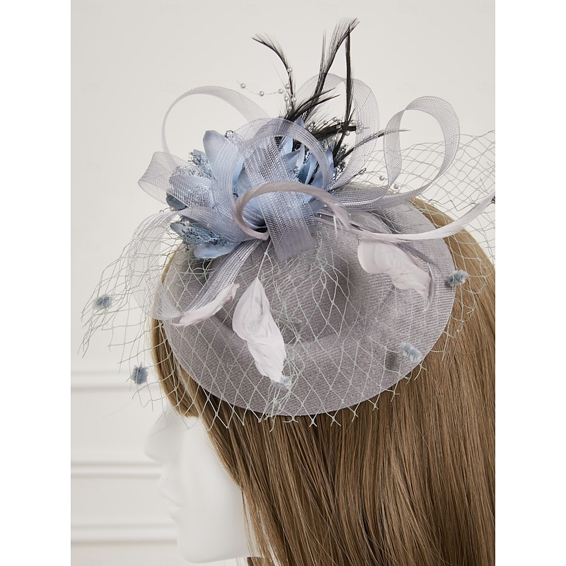 Fascinators Hats Headpiece Feathers Net Saucer Hat Fall Wedding Party / Evening Melbourne Cup Cocktail Royal Astcot With Feather Cap Headpiece Fascinators Race Day Dress4