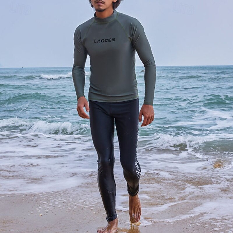 Men's Rash guard Swimsuit Swim Shirt Lightweight Long Sleeve Swimwear Swimsuit 2 Piece Swimming Surfing Beach Water Sports Printed Summer Spring Autumn
