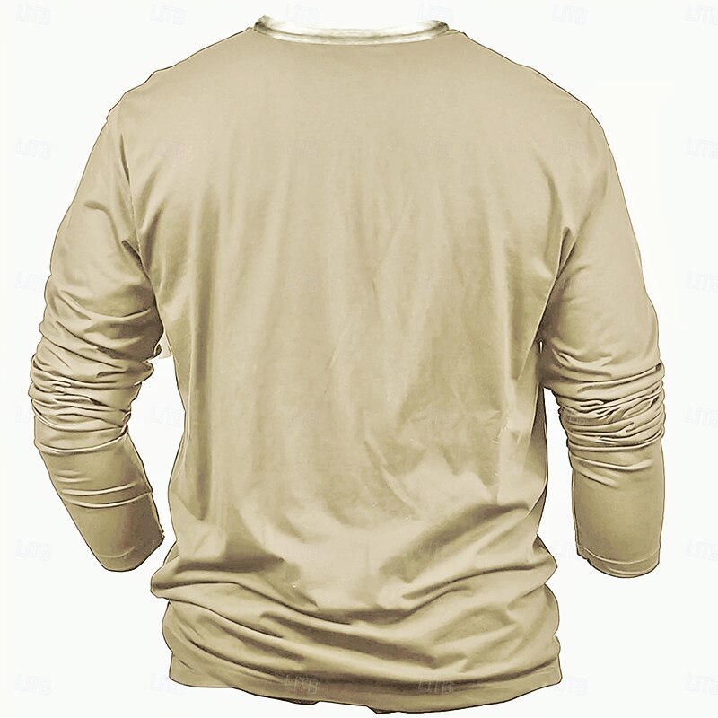 Men's Graphic Garage Shop Henley Shirt Tee Vintage Shirt Long Sleeve Fashion Designer Comfortable Outdoor Casual Daily Spring &  Fall Khaki Henley Henley T-Shirt2