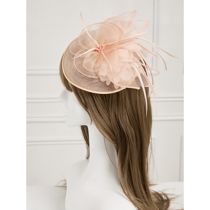 Feathers Net Fascinators Kentucky Hats Headpiece with Feather Cap Flower 1 PC Wedding Horse Race Ladies Day Melbourne Cup Headpiece dress to impress Race Day Dress3