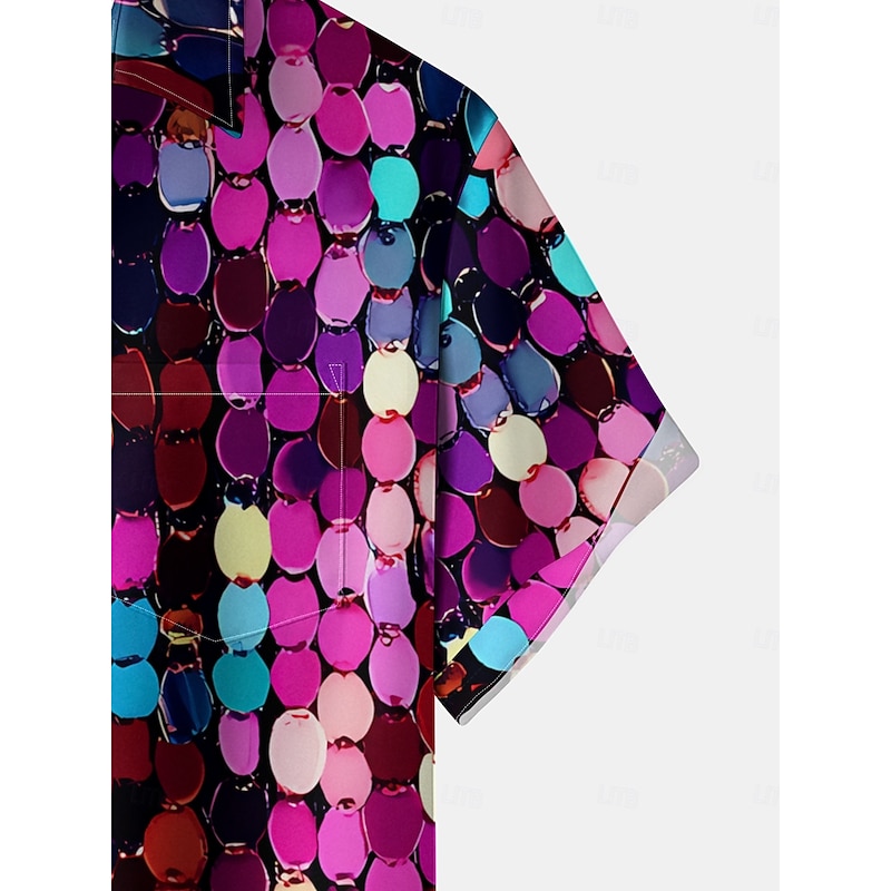 Mardi Gras Men's Colorful 3D Vortex Short Sleeves Artistic Casual Comfortable Outdoor Vacation Street Spring & Summer Shirt Collar Printing Rainbow4