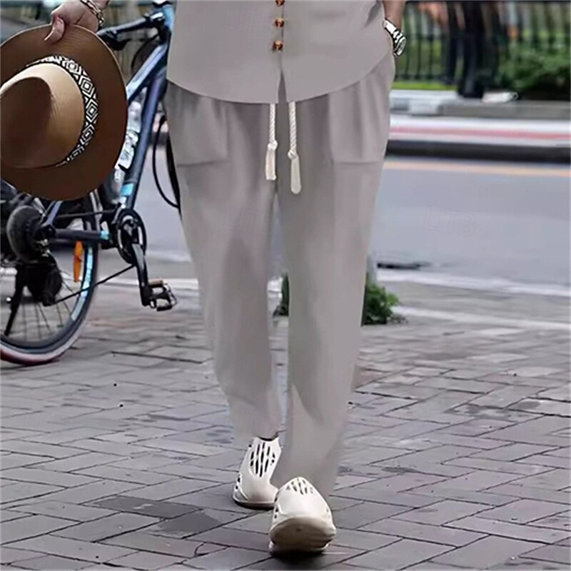 Men's 2 Piece Shirt Set Matching Sets Casual Shirt Button Up Shirt White Pink khaki Gray Long Sleeve Plain Band Collar Vacation Street Clothing Apparel Fashion Casual3