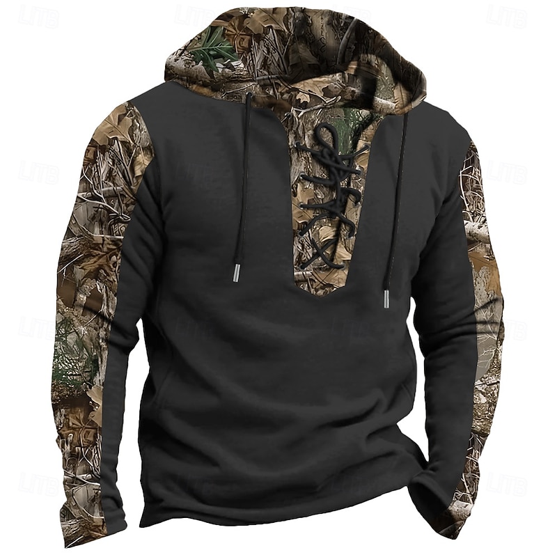 Men's Camo Camouflage Hoodies Fashion Cool Long Sleeve Hooded Black Brown Drawstring Fall Winter Designer3