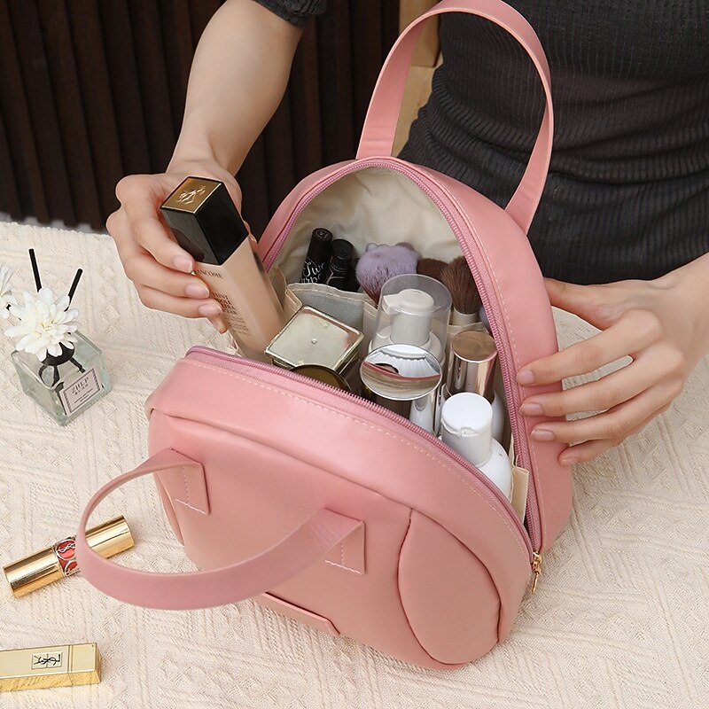 Multi-Layered Shell-Shaped Cosmetic Bag,PU Large-Capacity Portable Makeup Organizer, Stylish Travel Handheld Storage Bag2