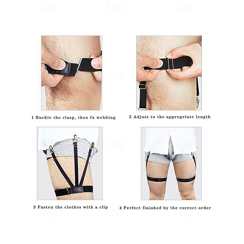 Men's Adjustable Shirt Stays with Non-Slip Clips, Elastic Garter Style Shirt Holder for Business, Formal Wear, and Daily Use4