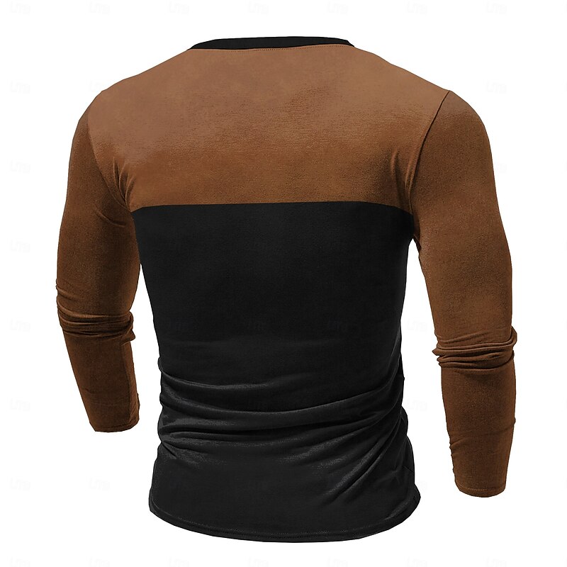 Men's Graphic Color Block Logo Bull Henley Shirt Long Sleeve T shirt 3D Print Henley Shirt Fashion Designer Comfortable Casual Daily Black Navy Blue Khaki Spring &  Fall Clothing Apparel S M L XL XXL3