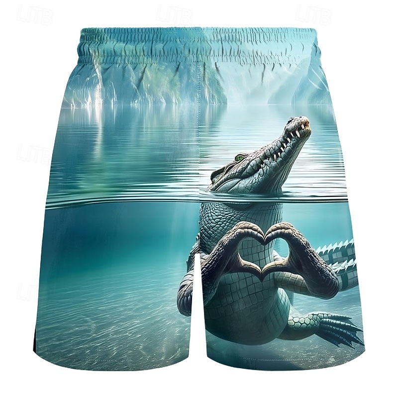 Men's Animal Crocodile Funny Board Shorts Swimming Trunks Shorts Mid Waist Streetwear Hawaiian Casual Daily Holiday Drawstring Pocket Elastic Waist Designer Clothing Apparel2