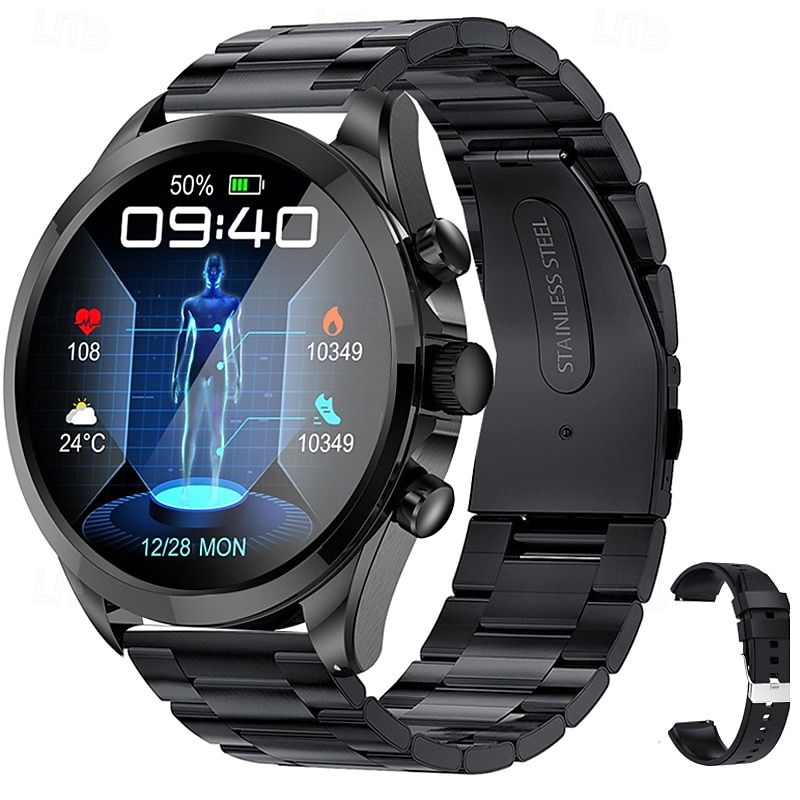 iMosi ET440 Smart Watch 1.39 inch Smartwatch Fitness Running Watch Bluetooth ECG+PPG Temperature Monitoring Pedometer Compatible with Android iOS Women Men Hands-Free Calls Waterproof Media Control