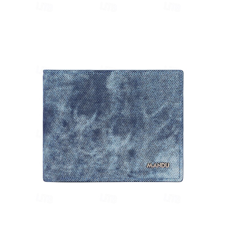 Men's RFID Blocking Faux Leather Bifold Wallet, Slim and Stylish Design for Casual and Everyday Use Black Blue Grey3