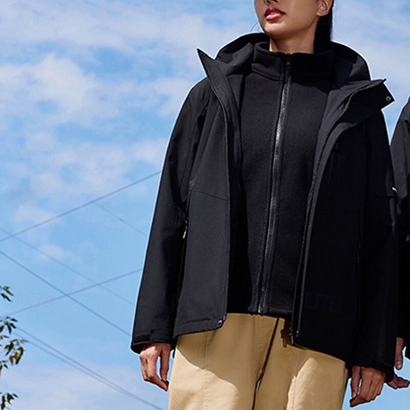 Women's Softshell Jacket Hiking Jacket Winter Outdoor Thermal Warm Fleece Lining Windproof Water Resistant 3-in-1 Jacket Winter Jacket Windbreaker Jacket Traveling Dark Grey Black Ivory Pink Navy Blue3