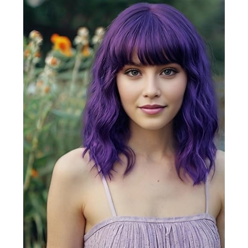 Wig with Bangs Shoulder Length  Wigs for Women, Synthetic Heat Resistant Fiber Wig, Natural Looking Wig for Daily Party Use, Halloween Costume Wigs3