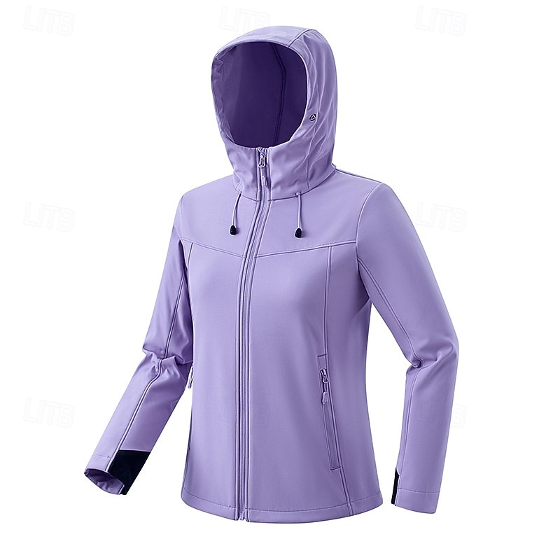 Women's Softshell Jacket Hiking Jacket Outdoor Windproof Water Resistant Fleece Jackets Windbreaker Jacket Traveling Black Pink Blue Purple2