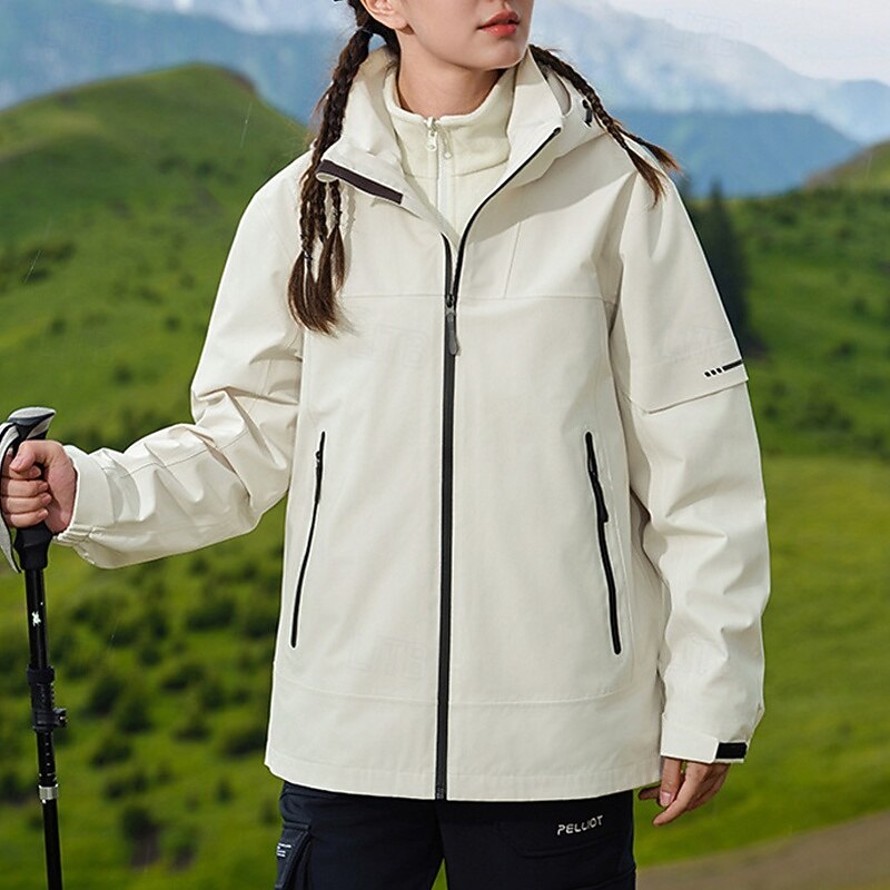 Women's Softshell Jacket Hiking Jacket Winter Outdoor Thermal Warm Fleece Lining Windproof Water Resistant 3-in-1 Jacket Winter Jacket Fleece Jackets Traveling Black Ivory Pink Beige Light Blue2