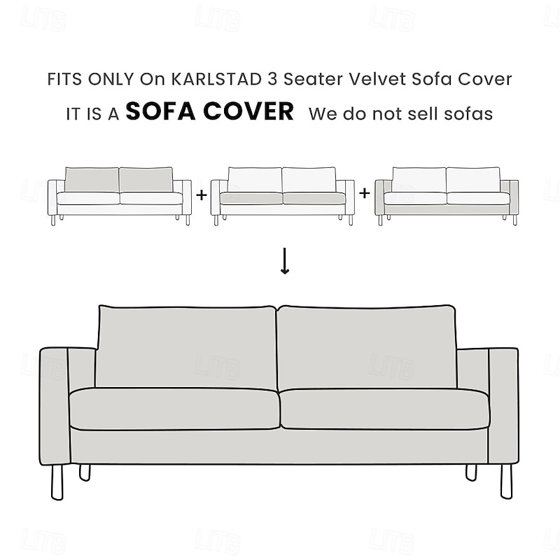 3 Seater Velvet Sofa Cover Solid Color Quilted Velvet Slipcovers  KARLcover LITB PRIME cover2