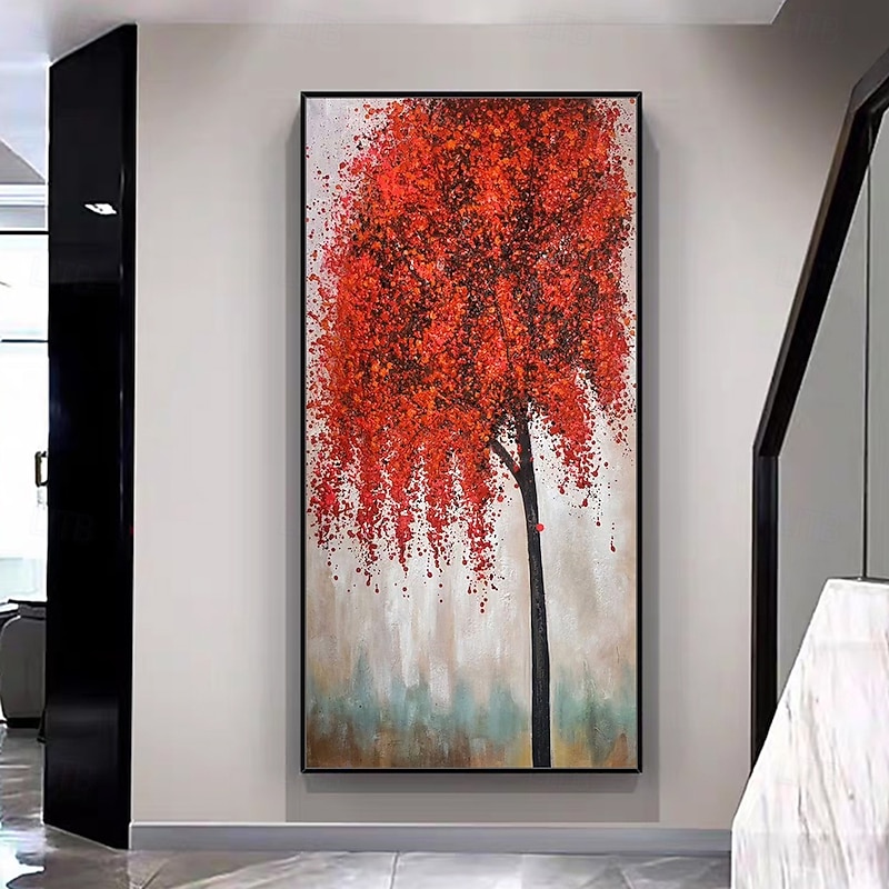 Mintura Handmade Abstract Tree Oil Paintings On Canvas Wall Art Decoration Modern Texture Flowers Picture For Home Decor Rolled Frameless Unstretched Painting2