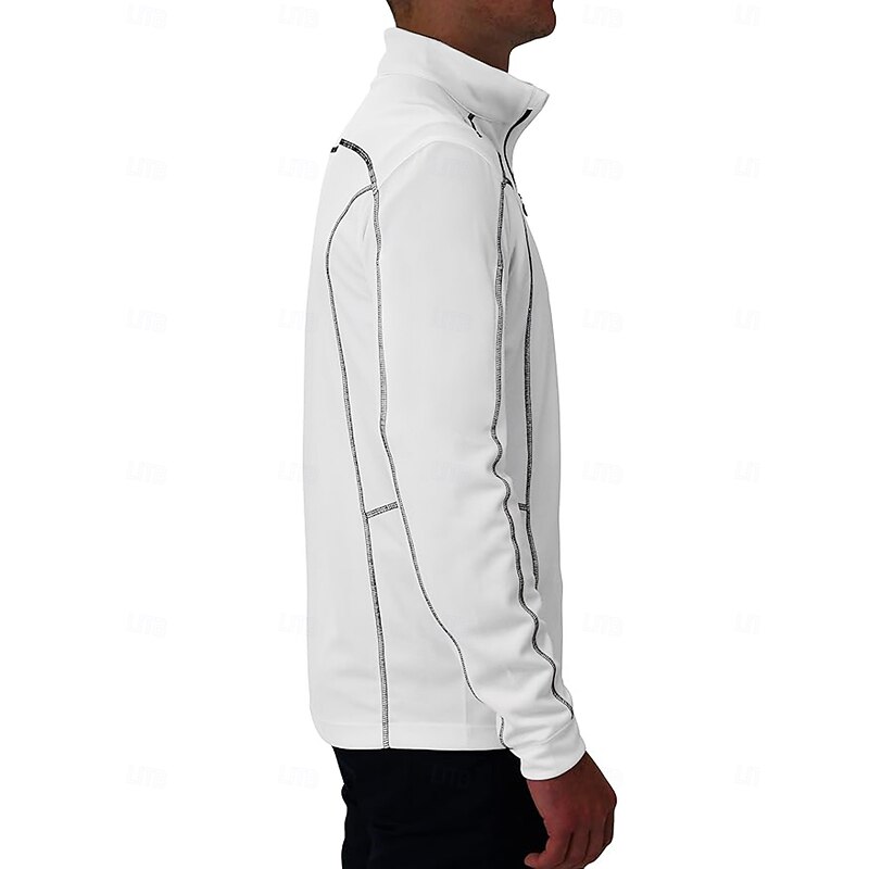 Men's Golf Polo Shirt White Long Sleeve Top Golf Attire Clothes Outfits Wear Apparel4